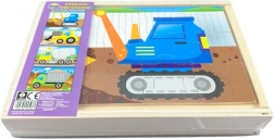 Holzpuzzle – Baustelle mit 4 Autos