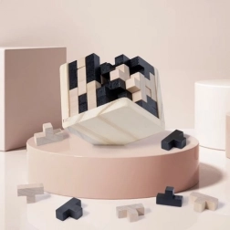 Holzwürfel-Logikpuzzle – 3D-Knobelspiel für Kinder und Erwachsene