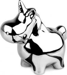Keramische silberne Spiegel-Spardose Einhorn 18 × 10,5 cm
