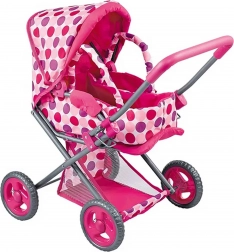 Rosa 3-in-1 Puppenwagen mit Punkten