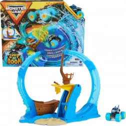 Monster Jam Megalodon Loop of Doom Stuntstrecke mit Abschussrampe und Auto 1:64