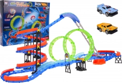 Rennstrecke mit fluoreszierenden Loopings 116 Teile + 2 Autos