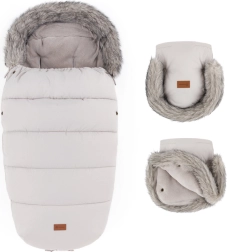 Petite&Mars Winterset Fußsack Comfy 4in1 + Kinderwagen-Handmuffe Furry champagne shower