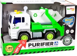 Müllabfuhr-LKW mit weißem Container 1:20 mit Licht und Sound