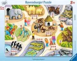 RAVENSBURGER Puzzle Erste Zählaufgaben bis 5 im Zoo 17 Teile