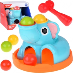 Lernspielzeug Elefant – Klopf-Sorter mit Hammer und Kugeln