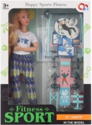 Gelenkpuppe mit Fitness-Zubehör