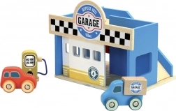 Vilac Kleine Holzgarage Vilacity mit Autos