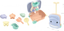 Rollkoffer mit Sandspiel-Set und Wassermühle