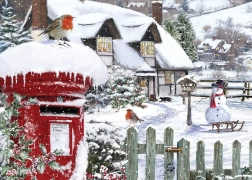 Puzzle Rotkehlchen im Schnee 500 Teile
