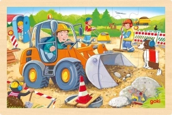Goki Holzpuzzle Baustelle 24 Teile