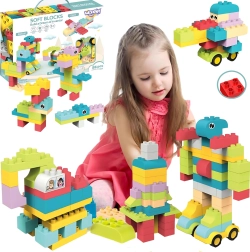 Woopie pastellfarbene Bausteine mit Tiermotiven, 86 Teile