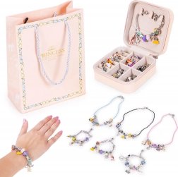 Set zur Herstellung von Armbändern und Halsketten mit Anhängern und Perlen, 66 Teile + Organizer und Geschenktasche
