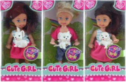 Puppe mit Tier 12 cm