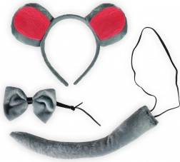 Kostümset Maus mit Schwanz und Fliege