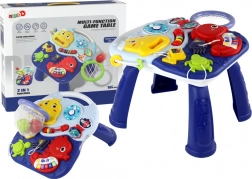Interaktiver 2-in-1-Kindertisch Meeres­tiere mit Klavier, Uhr und Ballkorb