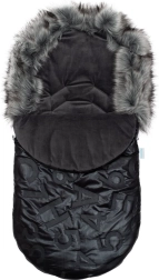 New Baby luxuriöser Winterfußsack mit Fellbesatz, schwarz