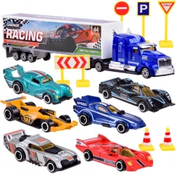Metall-Spielzeugautos Set für kleine Rennfahrer mit Verkehrsschildern