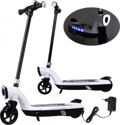 Elektrischer Kinderroller mit LED-Beleuchtung – Weiß