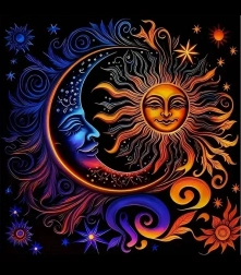 Diamant-Malerei Sonne und Mond 30x40 cm