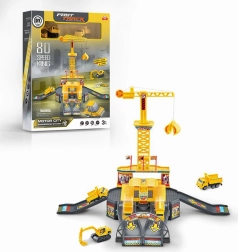 Bauparkplatz mit Kran und Zubehör