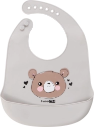 Silikon-Lätzchen Bär Grau