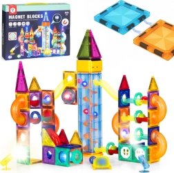 Magnetisches leuchtendes Konstruktionsset mit Murmelbahn, 134 Teile