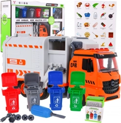 Interaktives Müllabfuhr-Spielzeugauto für Kinder 3+ mit 4 Containern und Sortierkarten