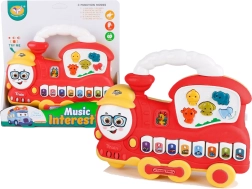 Interaktives Kinderklavier Lokomotive – Tiergeräusche, Fahrzeuggeräusche und Melodien, rot