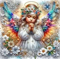 Diamantmalerei Engel mit Regenbogenflügeln 30x40cm