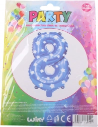 Blauer aufblasbarer Ballon Zahl 8 mit Sternchen