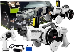 Waffe und Auto 2-in-1 mit Fernsteuerung mit Schaumstoffscheiben, Weiß 2.4G