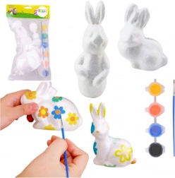 Set zum Bemalen von Polystyren-Osterschmuck 4 Hasen mit Farben und Pinsel