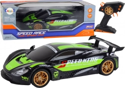 RC Sportwagen 1:10 grün‑schwarz mit LED und 2,4 GHz