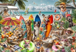 Puzzle Bluebird Hunde und Katzen am Strand 2000 Teile