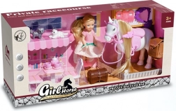 Spielset mit Puppe, Pferdchen und Kätzchen