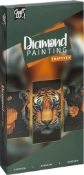 Diamantmalerei auf Rahmen – Tiger-Triptychon 40 × 20 cm + 30 × 20 cm