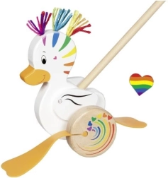 Regenbogen-Ente Lou zum Schieben an der Stange