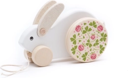 Großer weißer Holz-Ziehhase Bajo