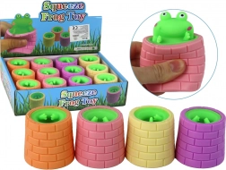 Antistress-Spielzeug grüne Frosch in der Tonne