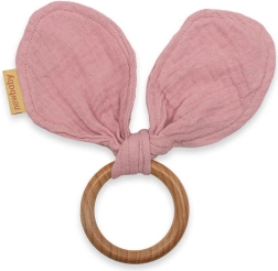 Beißring mit Musselin New Baby Ears rosa