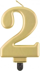 Goldene Kuchenkerze Zahl 2