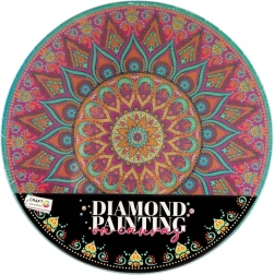 Kreativset Diamantmalerei – Mandala-Blume auf rundem Leinwandtuch 30 cm