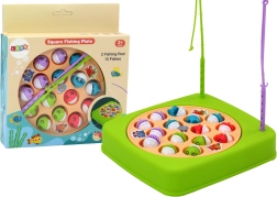 Angelspiel mit 2 Ruten, 15 Fischen, grün