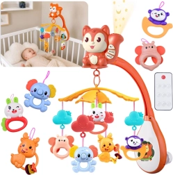 Musikalisches Babybett-Mobile Eichhörnchen mit Projektor und Fernbedienung