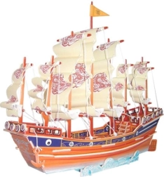 Holz-3D-Puzzle Segelschiff der Ming-Dynastie – farbig