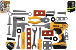 Kunststoff-Werkzeugset mit Akku-Bohrmaschine und Rucksack