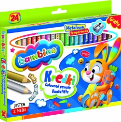 Set aus starken runden Buntstiften Bambino 24 Farben mit Spitzer
