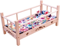 Holzpuppenbett 50 cm mit Bettwäsche