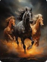 Diamant-Mosaik – drei galoppierende Pferde